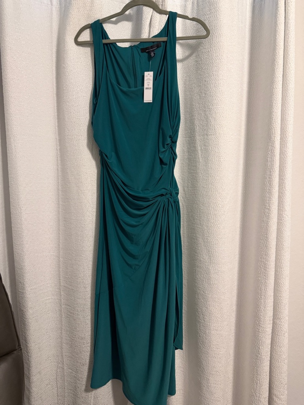 White House Black Market Tropical Teal Asymmetrical Dress